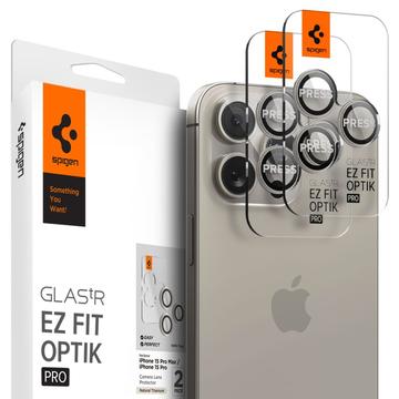 iPhone 16 Pro/16 Pro Max Spigen Glas.tR Ez Fit Optik Pro Kameralinsskydd - Naturligt titan