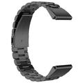 Armband i rostfritt stål för Garmin QuickFit 22mm / Garmin Fenix 7 / 7 Pro / 6 Armband med tre pärlor - Svart