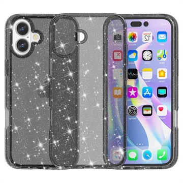 iPhone 16 Plus Stylish Glitter Series Hybrid Skal - Svart