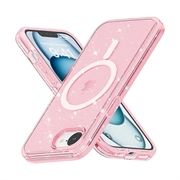 iPhone 16e Stylish Glitter Series Hybrid Skal - MagSafe-kompatibel - Rosa