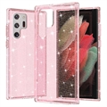 Samsung Galaxy S22 Ultra 5G Stylish Glitter Series Hybrid Skal - Rosa