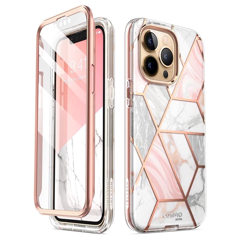 Supcase Cosmo Iphone 13 Pro Max Hybrid Skal Rosa Marmor