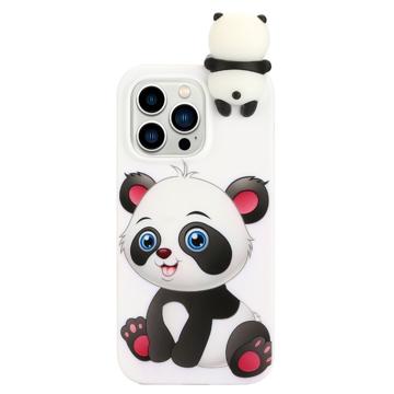 3D-Figur Serie iPhone 14 Pro TPU-skal - Söt Panda