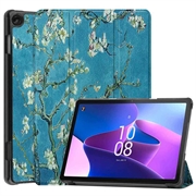 Lenovo Tab M10 Gen 3 Tri-Fold Series Smart Foliofodral - Vit Blommor