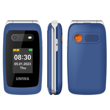 UNIWA V202T 4G Flip Mobiltelefon för äldre - Danska, Finska, Svenska, Engelska Språk