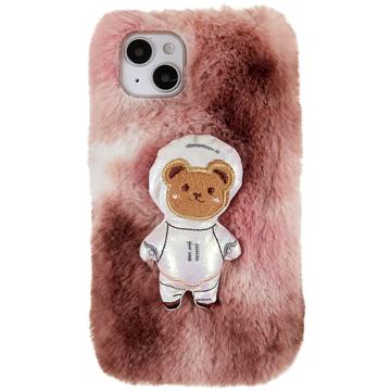 3D Plush Furry Winter iPhone 14 Plus TPU Skal - Brun Björn