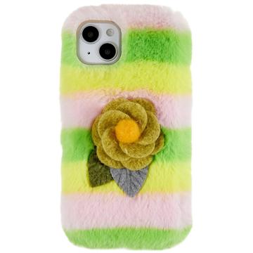 3D Plush Furry Winter iPhone 14 Plus TPU Skal - Gul Rosa