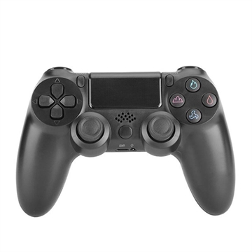 Trådlös spelkontroll Gamepad för PS4 Speljoystick med högtalare och stereoheadsetuttag - Svart