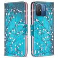 Xiaomi Redmi 12C, Poco C55 Wonder Series Plånboksfodral - Vit Blommor