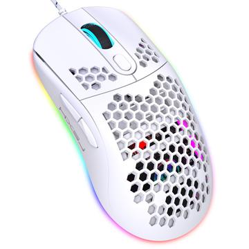 X600 Honeycomb RGB USB Gaming Mouse med sladd och programmerbara knappar - Vit