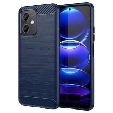 Xiaomi Redmi Note 12/Poco X5 Borstat TPU Skal - Kolfiber - Blå