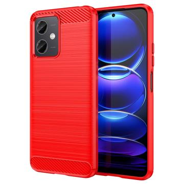 Xiaomi Redmi Note 12/Poco X5 Borstat TPU Skal - Kolfiber - Röd