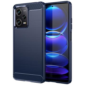 Xiaomi Redmi Note 12 Pro Borstat TPU Skal - Kolfiber - Blå