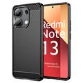 Xiaomi Redmi Note 13 4G Borstat TPU Skal - Kolfiber - Svart