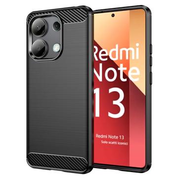 Xiaomi Redmi Note 13 4G Borstat TPU Skal - Kolfiber - Svart