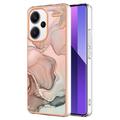 Xiaomi Redmi Note 13 Pro+ Marble Pattern Elektropläterat IMD TPU Skal - Rosa