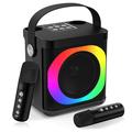 YS307 Home Karaoke Bluetooth-högtalare med RGB-ljus Högtalare med 2 mikrofoner - Svart