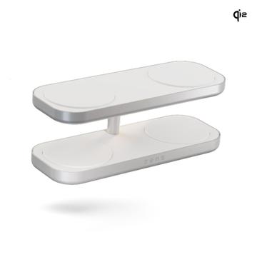 Zens Aluminium Quattro Wireless Charger Pro 4 med 65W strömadapter - MagSafe-kompatibel, Qi2 - Vit