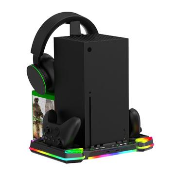 iPega PG-XBX025S Multifunktionellt laddningsställ med kylare och RGB för Xbox - Svart