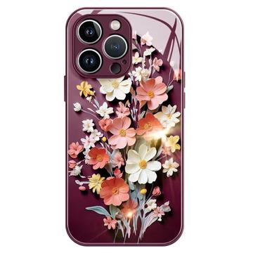 iPhone 12 Pro Max Hybridfodral med blomsterbukett - vinröd