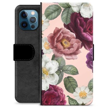 iPhone 12 Pro Premium Plånboksfodral - Romantiska Blommor