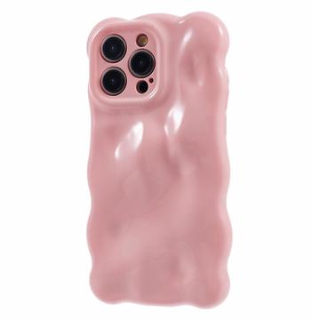 iPhone 13 Pro TPU-fodral med vågig kant och godisbubblor - Rosa