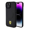 iPhone 15 Ferrari Carbon Metal Mag Fodral med Logotyp - Svart