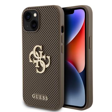 iPhone 15 Guess perforerad 4G glittrig logotyp Skal - Taupe