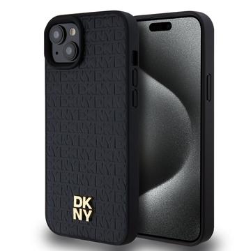 iPhone 15 Plus DKNY Repeat Pattern Stack Logo-Skal - MagSafe-kompatibelt - Svart