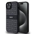 iPhone 15 Plus DKNY Repeat Pattern Tonal Stripe Skal - Svart