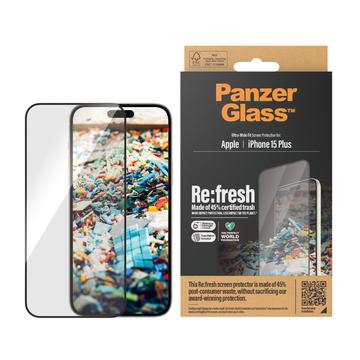 iPhone 15 Plus PanzerGlass Re:fresh Ultra-Wide Fit skärmskydd med EasyAligner - Black Edge