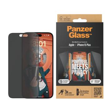 iPhone 15 Plus PanzerGlass Ultra-Wide Fit Privacy EasyAligner Skärmskydd - 9H - Svart Kant