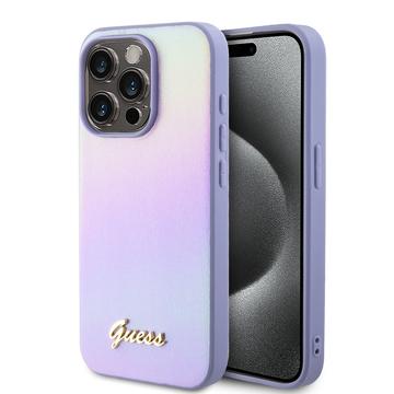 iPhone 15 Pro Guess Iridescent Metal Script Hybrid Skal