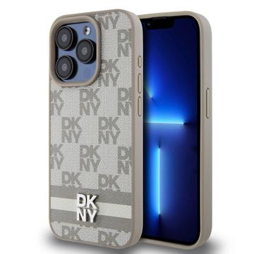 iPhone 15 Pro Max DKNY Rutigt Mönster och Rand Skal - Beige