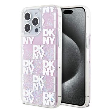 iPhone 15 Pro Max DKNY Liquid Glitter Checkered Pattern Skal - Rosa