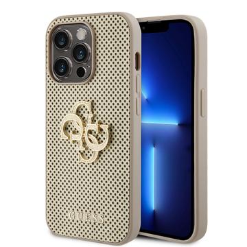 iPhone 15 Pro Max Guess Perforerad 4G Glitter Logo Skal - Guld