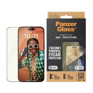 iPhone 15 Pro Max PanzerGlass EyeCare Ultra-Wide Fit EasyAligner skärmskydd av härdat glas - svart kant