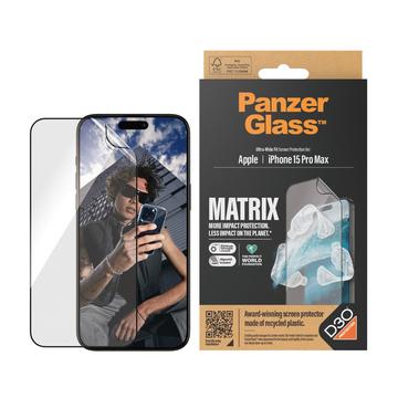 iPhone 15 Pro Max PanzerGlass Matrix D3O UWF-skärmskydd med AlignerKit - Svart Kant