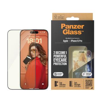 iPhone 15 Pro PanzerGlass EyeCare Ultra-Wide Fit EasyAligner skärmskydd av härdat glas - svart kant