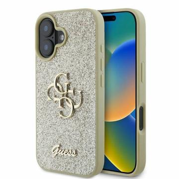 iPhone 16 Guess Fixed Glitter 4G Metal Logo Skal