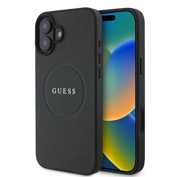 iPhone 16 Plus Guess Grained Classic Logo Hybrid Skal - MagSafe-kompatibelt - Svart