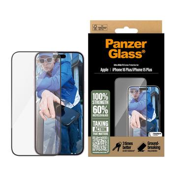 iPhone 16 Plus/15 Plus PanzerGlass Ultra-Wide Fit EasyAligner Skärmskydd - 9H - Svart Kant