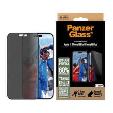 iPhone 16 Plus/15 Plus PanzerGlass Ultra-Wide Fit Privacy EasyAligner Skärmskydd - 9H - Svart Kant