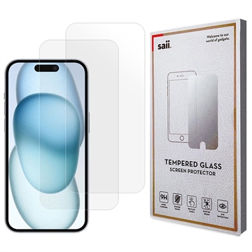 iPhone 16 Plus Saii 3D Premium Härdat Glas Skärmskydd - 9H - 2 St.