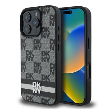 iPhone 16 Pro DKNY Rutigt Mönster och Rand Skal - Svart