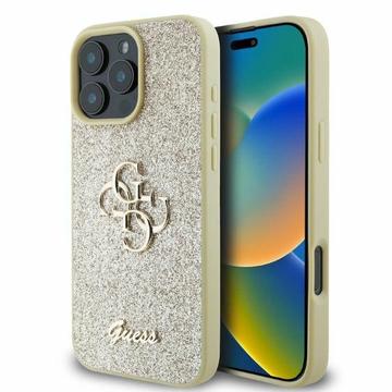 iPhone 16 Pro Max Guess Fixed Glitter 4G Metal Logo Skal - Guld