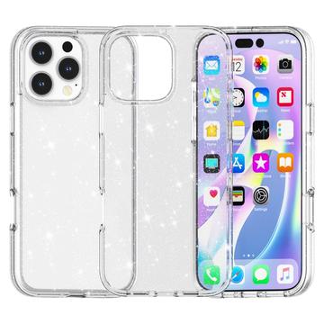 iPhone 16 Pro Max Stylish Glitter Series Hybrid Skal - Vit