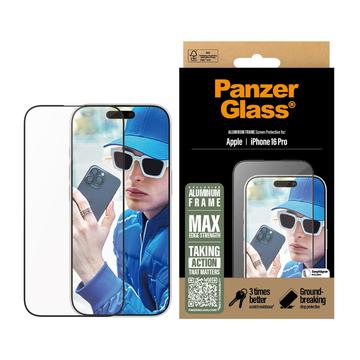 iPhone 16 Pro PanzerGlass Aluminium Frame Ultra-Wide Fit-skärmskydd - 9H - Svart kant