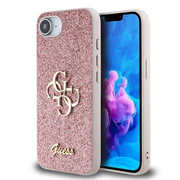 iPhone 16e Guess Fixed Glitter 4G Metal Logo Skal - Rosa