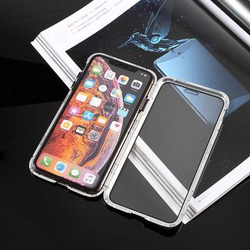 iPhone XS/X Magnetiskt Skal med Härdat Glas - Silver